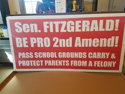 Political sign asking WI state senator Scott Fitzgerald to support 2nd Amendment rights for parents on school property