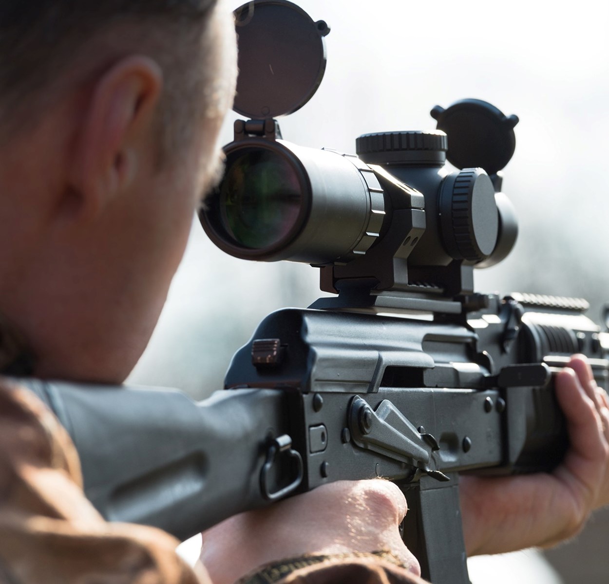 Man engaged in rifle training in Wisconsin concealed carry education class